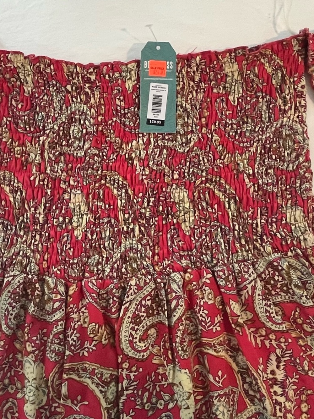 EARTHBOUND Red Paisley Maxi Dress with Cream Accents